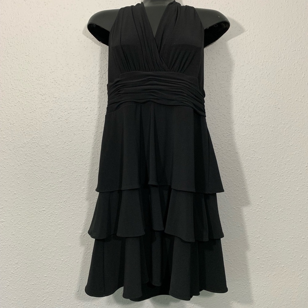 Evan Picone Halter Ruffle Layered Cocktail Dress